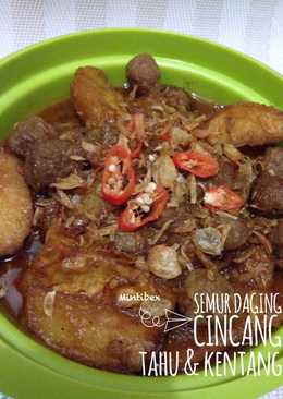 Semur daging cincang, kentang & tahu