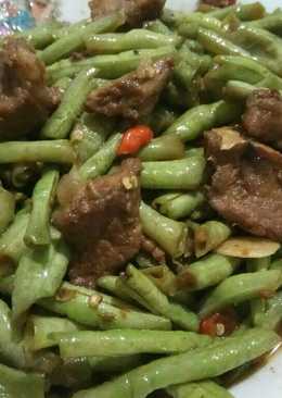 Oseng kacang panjang daging kambing