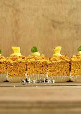 Caramel Cake with Pineapple Cream and Cookies Crumble