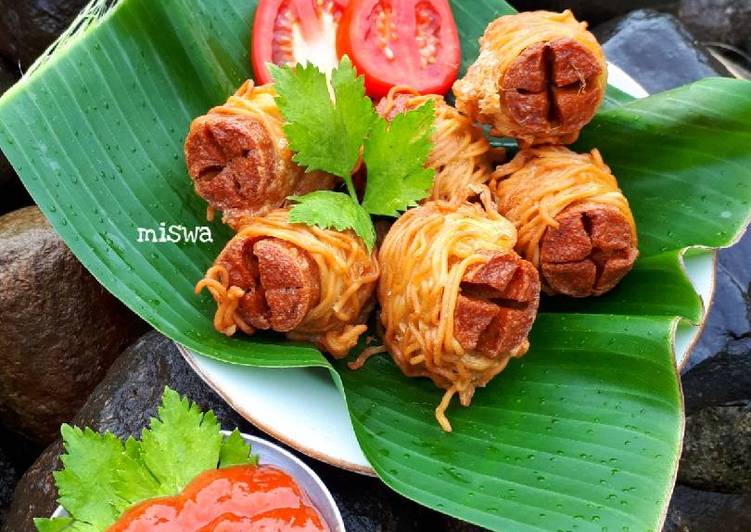 resep lengkap untuk Mie gulung sosis