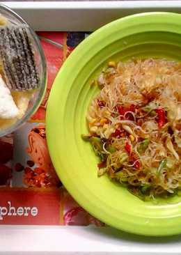 Bihun goreng ebi pedas tanpa daging