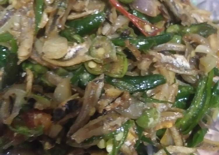 resep lengkap untuk Tumis Teri cepokak (rimbang) cabe ijo