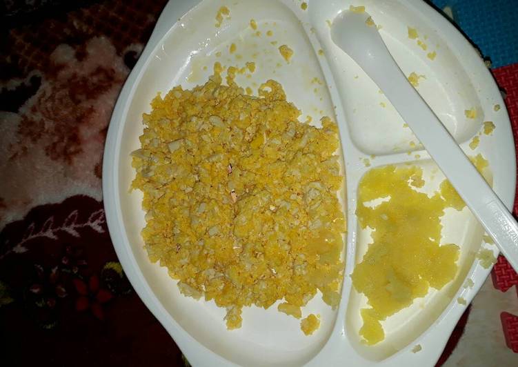 resep Scramble egg with mashed potatto #mpasi9m+