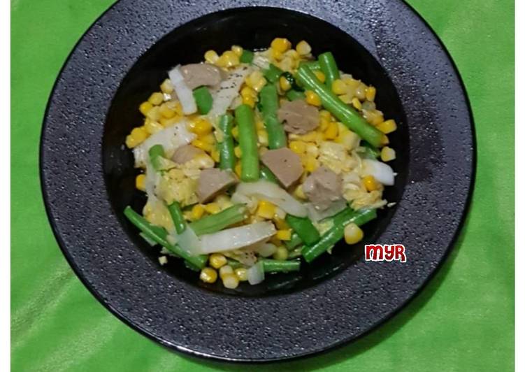 resep masakan Tumis Jagung Buncis Sawi Bakso