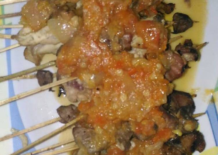 bahan dan cara membuat Sate Taichan jeroan home made mudah