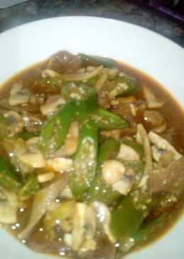 Tumis pedas lidah sapi & jamur