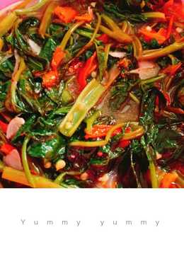 Tumis kangkung (rice cooker)