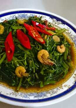 Tumis kangkung ca udang teriyaki