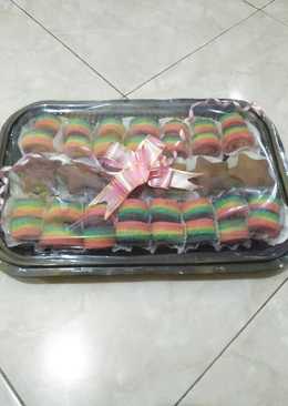 Rainbow mini roll cake