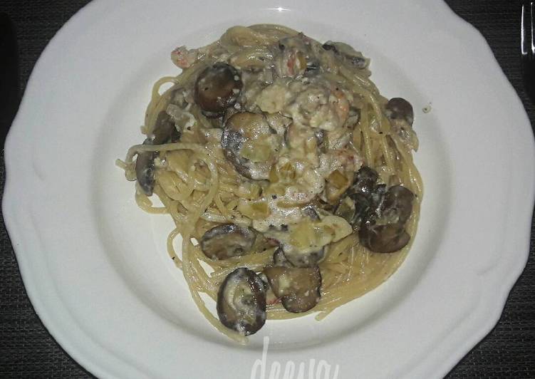 gambar untuk resep Spaghetti seafood carbonara