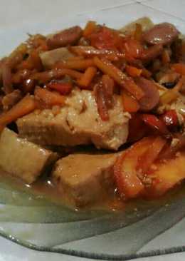 Tumis Sosis Wortel Tahu with Teriyaki Sauce