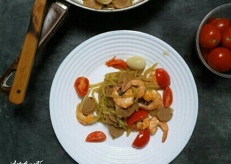 resep lengkap untuk Tumis Labu Udang Tinggi Protein (menu diet : debm)