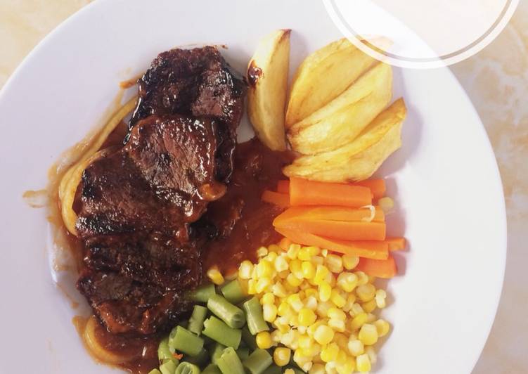 gambar untuk resep makanan Beef Steak with sauce Lafonte bolognese