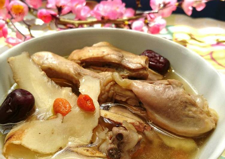 resep lengkap untuk Sup ayam tim obat herbal