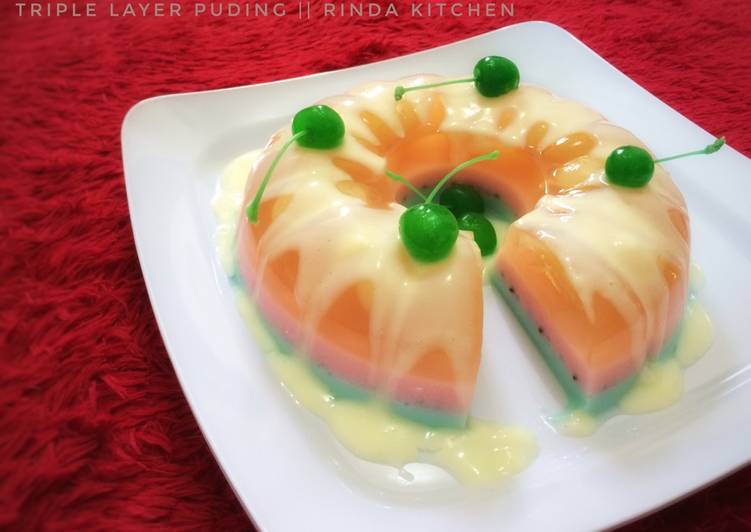 resep masakan Triple Layer Puding (Rambutan,Strawberry and Vanilla Blue) #Postingrame2_Puding