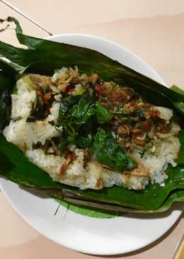 Nasi bakar teri tempe santan