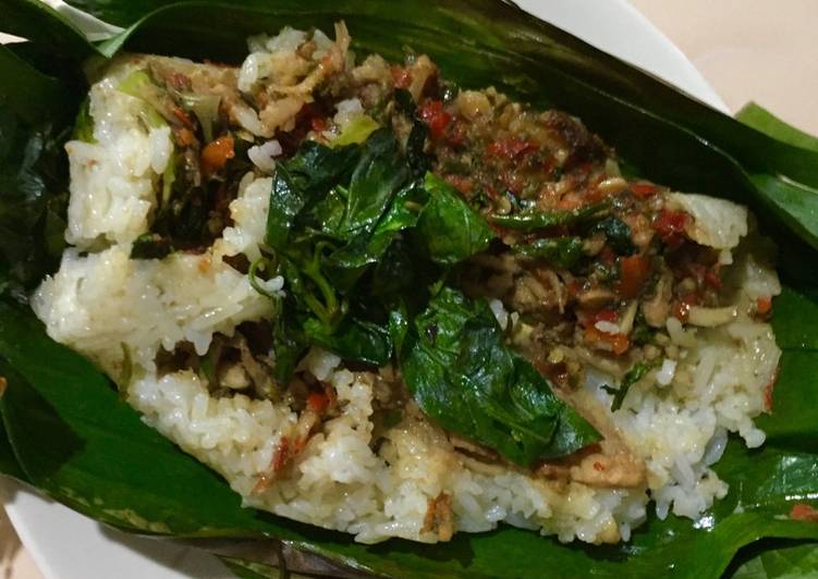 resep Nasi bakar teri tempe santan