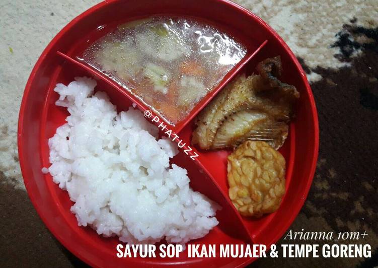 bahan dan cara membuat Sayur Sop Ikan Mujaer & Tempe Goreng (MPAsi Arianna 10m+)