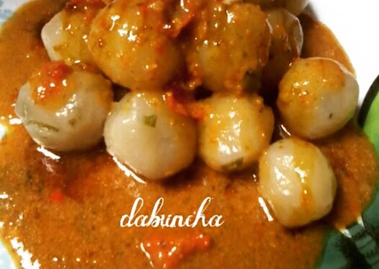 resep makanan Cilok Siram Bumbu Kacang