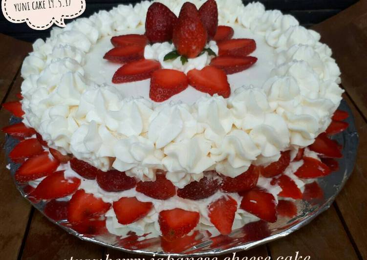 cara membuat Strawberry with buttercream Japanese cheese cake