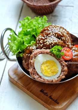 Bola Daging isi Telur saus Teriyaki