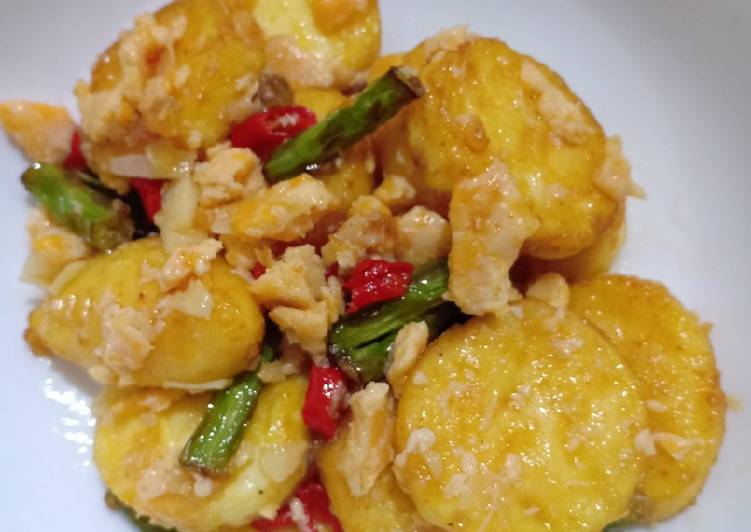 gambar untuk cara membuat Salted Egg Tofu