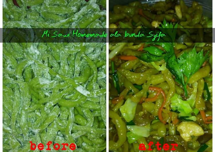 resep lengkap untuk Mi sawi handmade