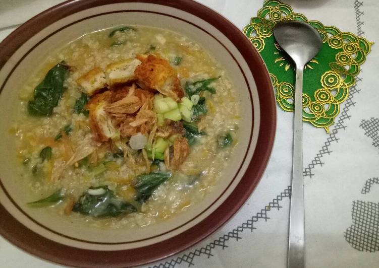 cara membuat Bubur Oat Bayam