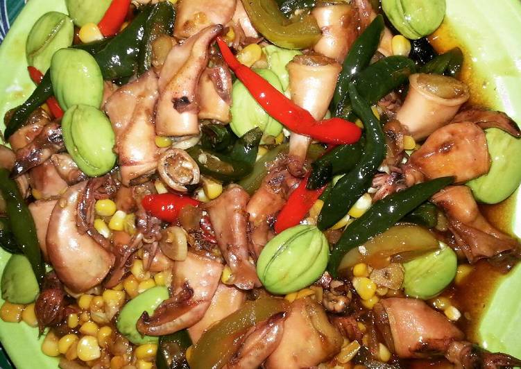 resep makanan Oseng cumi asin campur pete dan jagung manis