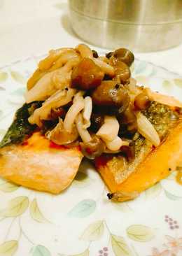 Salmon shimeji tumis shoyu butter