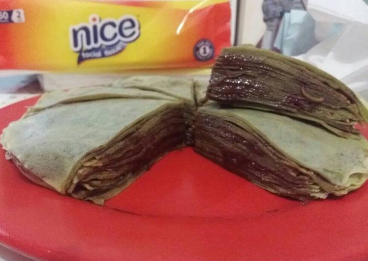 gambar untuk resep makanan Mille Creapes Greentea cake with Nutella