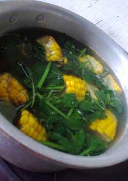 Sayur bening kunci bayam+jagung manis