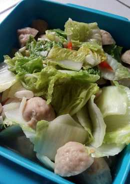 Tumis Sawi Putih bakso