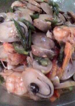 Oseng Udang Jamur Cabe Ijo