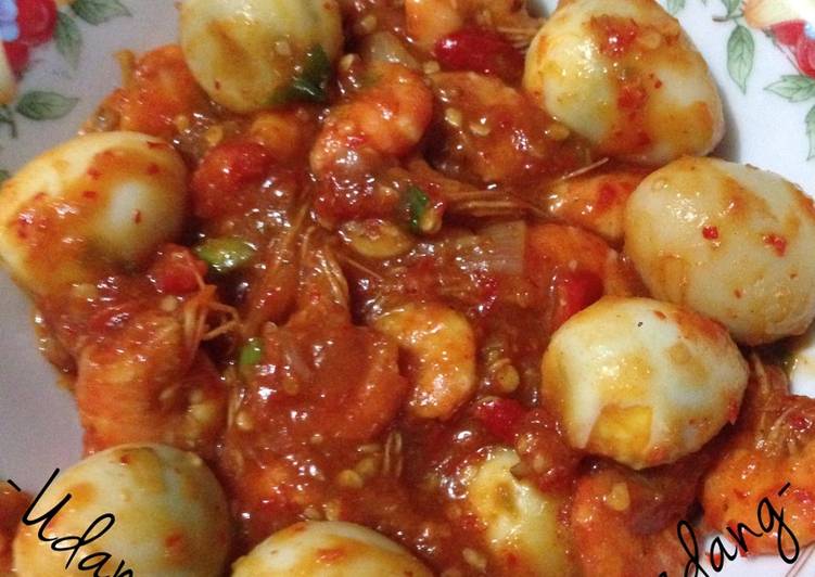 resep lengkap untuk Udang Telur Puyuh Saus Padang