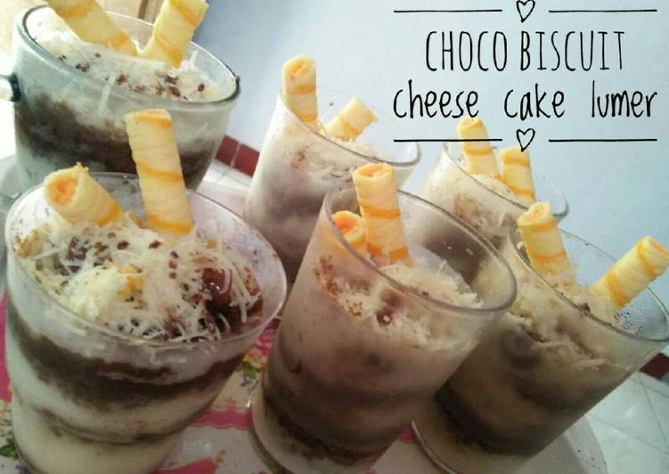 cara membuat Choco biscuit cheese cake lumer