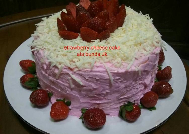 resep makanan Strawberry cheese cake ala bunda Jk