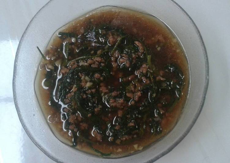 resep masakan kangkung saus tiram feat. daging sapi giling