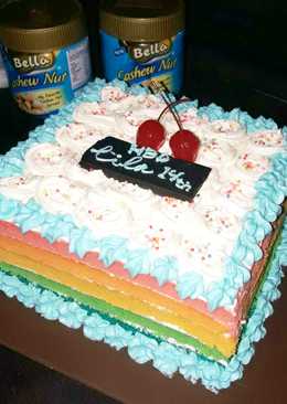 Rainbow cake(versi ultah cake)