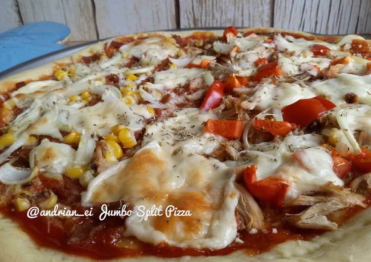 resep masakan Jumbo Split Pizza (Soft Dough)