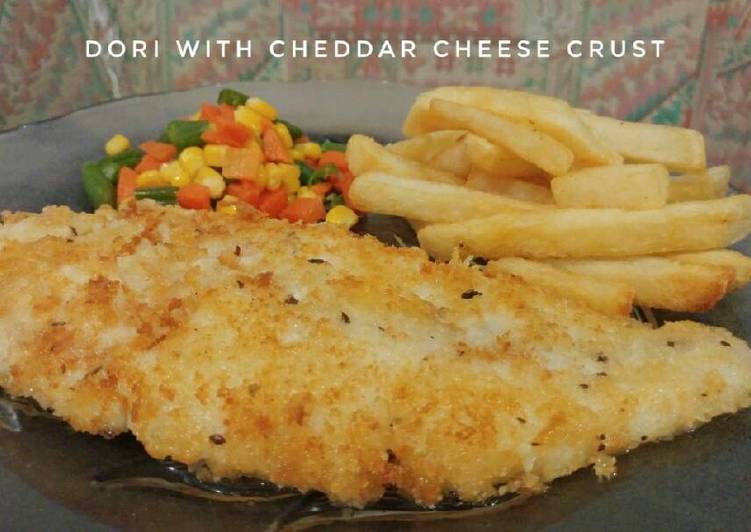 bahan dan cara membuat Dori Fish with Cheddar Cheese Crust