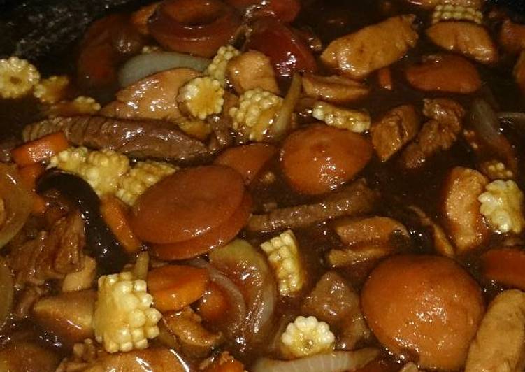 gambar untuk resep makanan Ayam Sapi Sayur Campur Saus Teriyaki Saori