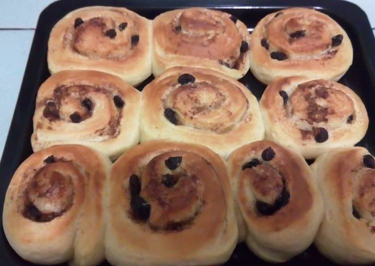 resep makanan Raisin cinnamon roll (tanpa ulen)