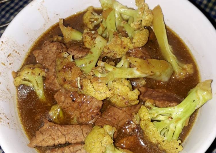 bahan dan cara membuat Tumis daging sapi bunga kol