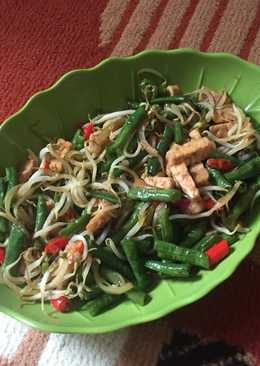 Tumis toge + kacang panjang + tempe