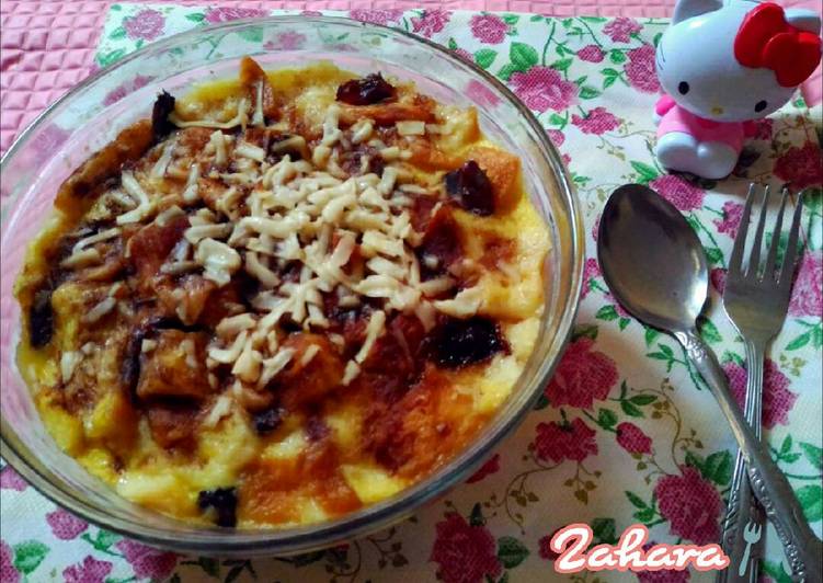 Resep Cheessy Bread Pudding (Puding Roti Keju)