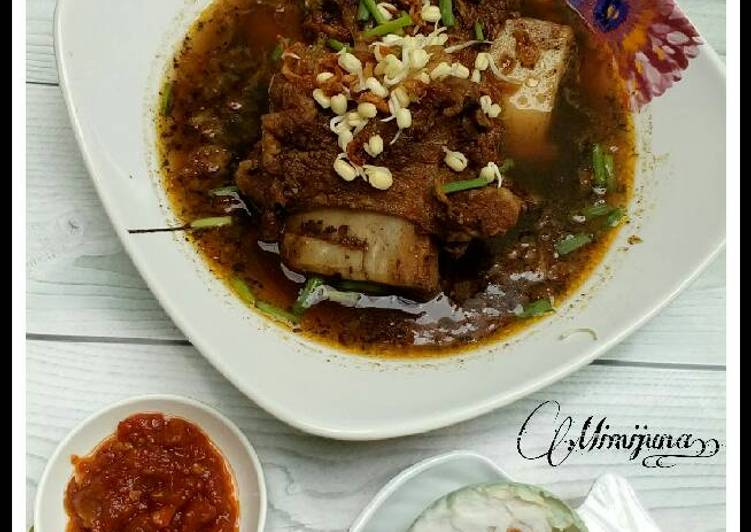 resep lengkap untuk Rawon Iga Plus Labu Siam