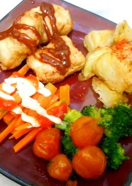 Chicken Barbeque and Potato Wedges mix Vegetables -Dinner Package