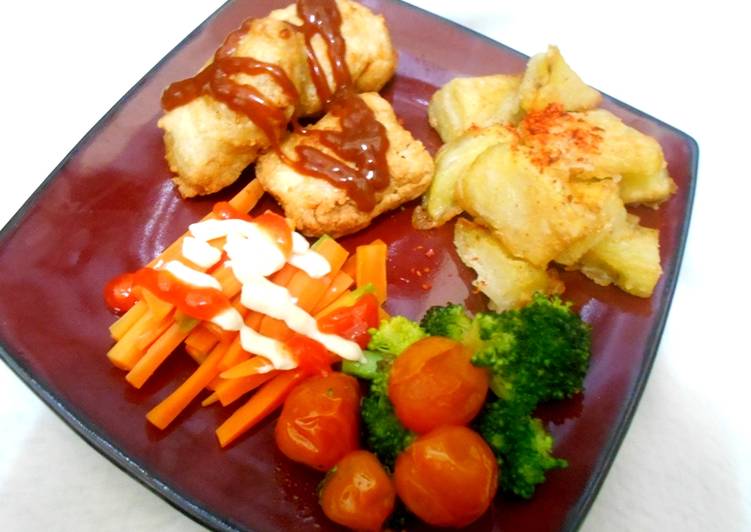 gambar untuk resep makanan Chicken Barbeque and Potato Wedges mix Vegetables -Dinner Package