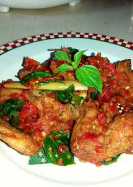 Ayam rica with daun kemangi